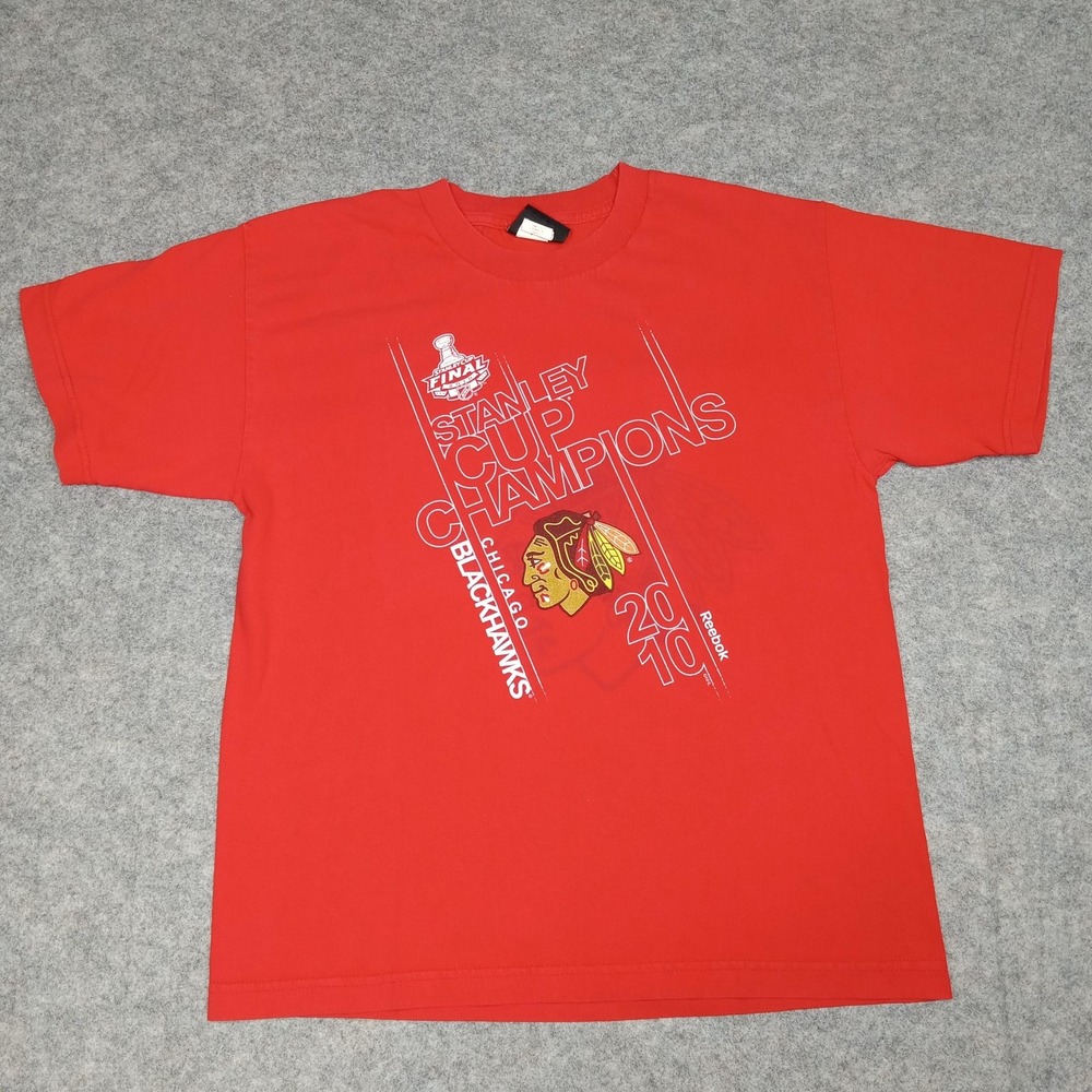 Chicago Blackhawks Shirt‎ Youth XL NHL Hockey Stanley Cup Champions 2010 Reebok